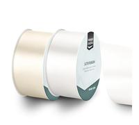 Vaessen Creative Satin Ribbon Set - 2 Wedding Colours of 32.8 ft x 2" - White - Thin Ribbon for Gift Wrapping and Crafting, 10mx50mm