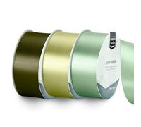 Vaessen Creative Satin Ribbon Set - 3 Colours of 32.8 ft x 1.5" - Green - Thin Ribbon for Gift Wrapping and Crafting, 10mx38mm