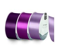 Vaessen Creative Satin Ribbon Set - 3 Colours of 32.8 ft x 1.5" - Purple - Thin Ribbon for Gift Wrapping and Crafting