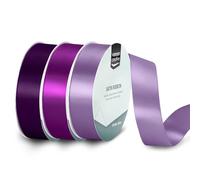 Vaessen Creative Satin Ribbon Set - 3 Colours of 32.8 ft x 1" - Purple - Thin Ribbon for Gift Wrapping and Crafting