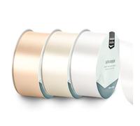 Vaessen Creative Satin Ribbon Set - 3 Wedding Colours of 32.8 ft x 1.5" - White - Thin Ribbon for Gift Wrapping and Crafting
