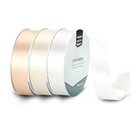 Vaessen Creative Satin Ribbon Set - 3 Wedding Colours of 32.8 ft x 1" - White - Thin Ribbon for Gift Wrapping and Crafting