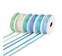 Vaessen Creative Satin Ribbon Set, Blue, A mix of 6 Colours, 3mm x 2m, Double-Sided Shine for Card Making, Scrapbooks, Wrapping, Baby Boy Gifts, Christening Presents and More Craft Projects, Cardboard
