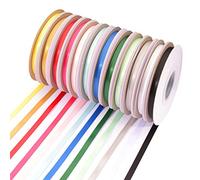 Vaessen Creative Satin Ribbon, Set of 12 Spools, 6mm x 20m, Elegant Shine for Card Making, Scrapbooks, Gift Wrapping and Other Craft Projects, Fabric, Mixed Colours