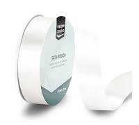Vaessen Creative Satin Ribbon White - 65.6 ft x 1" - Thin Ribbon for Gift Wrapping and Crafting, 20m x 25mm
