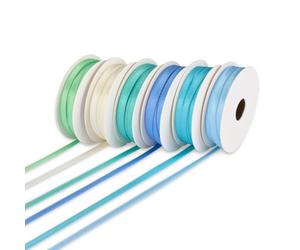 Vaessen Creative SatinRibbon Set, Baby Blue, A Mix of 6 Colours, 3mm x 2m, Elegant Shine for Card Making, Scrapbooks, Gift Wrap, Newborn Baby Boy Gifts, Christening Presents and More Crafts