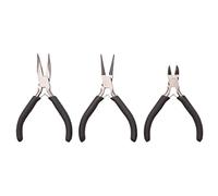Vaessen Creative Set of 3 Jewellery Making and DIY Projects-Round Nose, Curved Pliers, Side Cutters, Alloy Steel, Blue, 11.5 x 4.5 x 1 cm