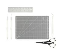 Vaessen Creative Tool Set-6 pcs-Hobby Supplies-incl. A5 Cutting Mat, Craft Knife, Precision Scissors, Tweezers and Ruler-for Card, Scrapbooking, Sewing and Model Making, Various