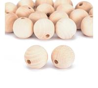 Vaessen Creative 11006-008 Untreated Wooden Beads, Diameter 30 mm, Pack of 100, Round Beads for Crafts, DIY Handmade Decorations, Jewellery Crafts, Wood, Pack of 20