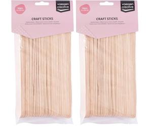 Vaessen Creative Wooden Popsicle Sticks, 50 Pieces, 2,5 x 20 cm, Create 3D Artwork, Arts and Crafts for Kids, Home Décor and More, Natural Birch (Pack of 2)