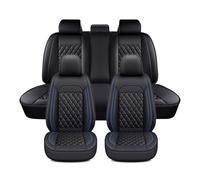 VAEVEN Full Set PU Leather Car Seat Covers for Ford Ranger 1998-2010 2011 2012（3rd）, Waterproof Breathable Car Seat Protectors, Front & Rear Seat Covers, Automotive Interior,C Black Blue