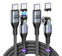 VAFOTON 240W Magnetic Charging Cable 9Pins (2Pack, 1m/1.8m), PD 240W USB C to USB C Magnetic Phone Charger Cables for Tablet/Laptop/MaBook/Smartphone