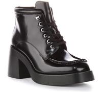 Vagabond Brooke Women's Lace Up Leather Block Heel Ankle Boot with Zip (Black, UK 4)