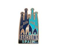 Vagabond Heart Barcelona Spain Souvenir Lapel Pin - Barcelona Enamel Pin - Sagrada Familia Souvenir, Nickel, no gemstone