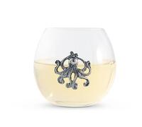 Vagabond House Octopus Stemless Wine Glass, Perfect for Red/White Wine, Hand Blown Premium Crystal with Coastal Style, 3.25" Tall, 12 oz - A Nautical Touch to Your Table Setting - Sold as Single Glass