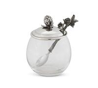 Vagabond House Pewter Blackberry/Raspberry Jam Jar/Pot with Spoon 5" Tall 12oz