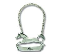 Vagabond House Pewter Galloping Steed GIN Decanter Tag/Liquor Bottle Label - Handcrafted Quality Detail Engraved 3 inch Wide