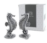 Vagabond House Pewter Metal Nautical/Ocean Seahorse Salt and Pepper Shaker Set 4.5 inch Tall