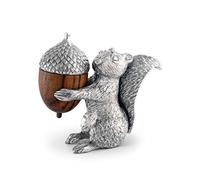 Vagabond House Pewter Squirrel with Wood Acorn Salt and Pepper Shaker Set Fall Harvest Tableware 3 inch Tall