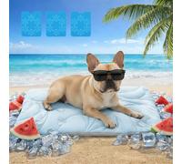 Vagascape New 5.0 Version Dog Cooling Mat(35 * 27), Built-in Ice Pack, Long-Lasting Cool 6-8h, Ultra Thick Soft Vine Pattern, Large Washable Foldable Portable Pet Pad for Indoor Outdoor Travel