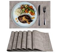Vagasi Set of 6 Placemats Waterproof Heat Insulation PU Leather Table Mats Non-Slip Washable Elegant Place Mats 43 * 30 CM for Dinner Table Home Kitchen, Grey