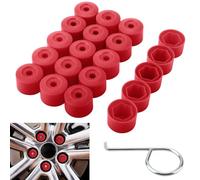 VAGCARS 20PCS Wheel Nut Covers,17mm Plastic Wheel Bolt Nut Caps Covers with Removal Tool,Universal Hexagonal Tire Nut Cover,Compatible with Volkswagen Audi Jetta Golf Polo Passat Arteon Beetle (Red)