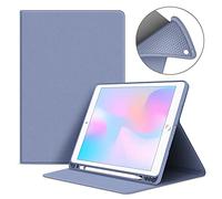VAGHVEO Case for iPad 9th Generation 10.2 2021/2020/2019 with Pen Holder, iPad 8th/7th Flexible Smart Cover Shockproof Shell (Auto Wake/Sleep), Flexible Soft TPU Protective Back Cover, Purple Grey