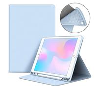 VAGHVEO Case for iPad 9th Generation 10.2 2021/2020/2019 with Pen Holder, iPad 8th Gen/7th Flexible Smart Cover Shockproof Shell (Auto Wake/Sleep), Flexible Soft TPU Protective Back Cover, Light Blue