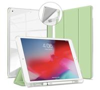 VAGHVEO Case for iPad 9th Generation 10.2 2021/ 8th Gen 2020/7th 10.2” 2019 with Pencil Holder, Flexible Stand Smart Cases [Auto Wake/Sleep], Soft TPU Back Cover Shell for iPad 10.2 Inch, Light Green