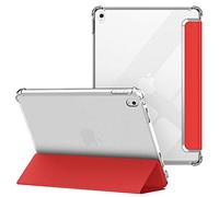 VAGHVEO Case for iPad Air 3 2019 / Pro 10.5 Inch 2017, Flexible Soft Transparent TPU Protective Shockproof Back Cover, Lightweight Tri-fold Stand Smart Shell Resistant Impact Clear Cases, Red