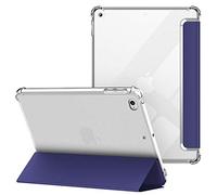 VAGHVEO iPad 2018 2017 9.7 Case/iPad Air 1 2 Case, Flexible Soft Transparent TPU Protective Shockproof Back Cover, Lightweight Tri-fold Stand Smart Cases Shell Resistant Impact Clear Case, Navy Blue