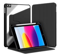 VAGHVEO Rotating Case for iPad 9.7 inch 6th Gen, 5th Gen/iPad Air 2 / iPad Air Cover with Pen Holder, 360 Degree Rotating Stand Protective Book Flip Transparent Cases for iPad 9.7 2018 2017, Black