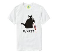 Vagile Cat What Murderous Black Cat with Knife Meme Cult Movie Gift Tee T Shirt