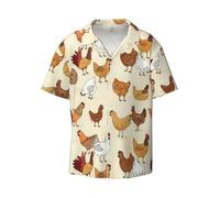 VAGILO Chicken Pattern Men's Casual Short-Sleeved Shirt - Comfortable and Stylish, The Summer Fashion Essential Weekend Shirt Trendy Shirt Vacation Shirt Travel Shirt