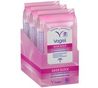 Vagisil Odor Block Daily Freshening Wipes for Feminine Hygiene in Resealable Pouch, Gynecologist Tested & Hypoallergenic, 20 Wipes (Pack of 3)