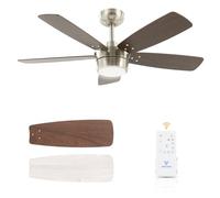 Vagizm - 42 Inch Ceiling Fan for Small Room, Modern Ceiling Fans with Light Remote, Quiet Reversible Dimmable with 6 Speeds for Bedroom (Nickel