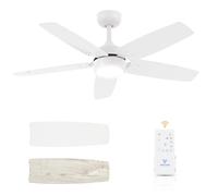Vagizm - 42 Inch Matte White Light Ceiling Fan with Remote Control, Reversible Quiet DC Motor, Light Memory Function and 3 CCT Dimmable for Dining Room Bedroom