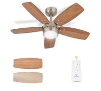 Vagizm Ceiling Fan 36'' for Small Room: Modern Ceiling Fans with Light Remote Control - Reversible Quiet DC Motor Dimmable with 6 Speeds for Small Home Office - 230V