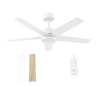 Vagizm Ceiling Fan 42'' with Light: Matte White Fans with Remote Control - Quiet Reversible DC Motor - Light Memory Function & 3CCT Dimmable for Dining Room Bedroom