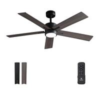 Vagizm Ceiling Fan with Light for Bedroom: 52 inch Silent Ceiling Fans with dimmable Light - Remote Control - Reversible DC Motor - Black - 5 Blades - Suitable for Living Room Indoor Outdoor