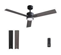 Vagizm Ceiling Fan with Light for Bedroom: 52 inch Silent Ceiling Fans with dimmable Light - Remote Control - Reversible DC Motor - Black - 3 Blades - Suitable for Living Room Indoor VOutdoor