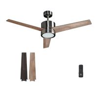 Vagizm Ceiling Fan with Light for Bedroom: 52 inch Silent Ceiling Fans with dimmable Light - Remote Control - Reversible DC Motor - Walnut - 3 Blades - Suitable for Living Room Indoor Outdoor