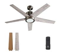 Vagizm Ceiling Fan with Light for Bedroom: 52 inch Silent Ceiling Fans with dimmable Light - Remote Control - Reversible DC Motor - Gray - 5 Blades - Suitable for Living Room Indoor Outdoor