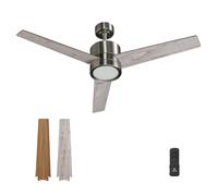 Vagizm Ceiling Fan with Light for Bedroom: 52 inch Silent Ceiling Fans with dimmable Light - Remote Control - Reversible DC Motor - Gray - 3 Blades - Suitable for Living Room Indoor Outdoor V