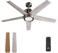 Vagizm Ceiling Fan with Light for Bedroom: 52 inch Silent Ceiling Fans with dimmable Light - Remote Control - Reversible DC Motor - Gray - 5 Blades - Suitable for Living Room