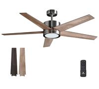Vagizm Ceiling Fan with Light for Bedroom: 52 inch Silent Ceiling Fans with dimmable Light - Remote Control - Reversible DC Motor - Walnut - 5 Blades - Suitable for Living Room Indoor Outdoor