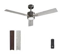 Vagizm Ceiling Fan with Light for Bedroom: 52 inch Silent Ceiling Fans with dimmable Light - Remote Control - Reversible DC Motor - Gray - 3 Blades - Suitable for Living Room Indoor O Vutdoor