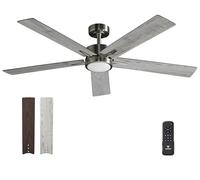 Vagizm Ceiling Fan with Light for Bedroom: 52 inch Silent Ceiling Fans with dimmable Light - Remote Control - Reversible DC Motor - Gray - 5 Blades - Suitable for Living Room Indoor Outdoor