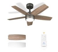Vagizm Ceiling Fan With Light Remote: 36 Inch Small Ceiling Fans for Small Bedroom Dorm Room- Reversible Quiet DC Motor Dimmable Light with 6 Speeds - 230V