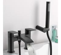 Vago Matte Black Deck Mounted Waterfall Bath Shower Mixer Tap
